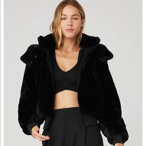 Alo Yoga Faux Fur Foxy Jacket XS Black NWT